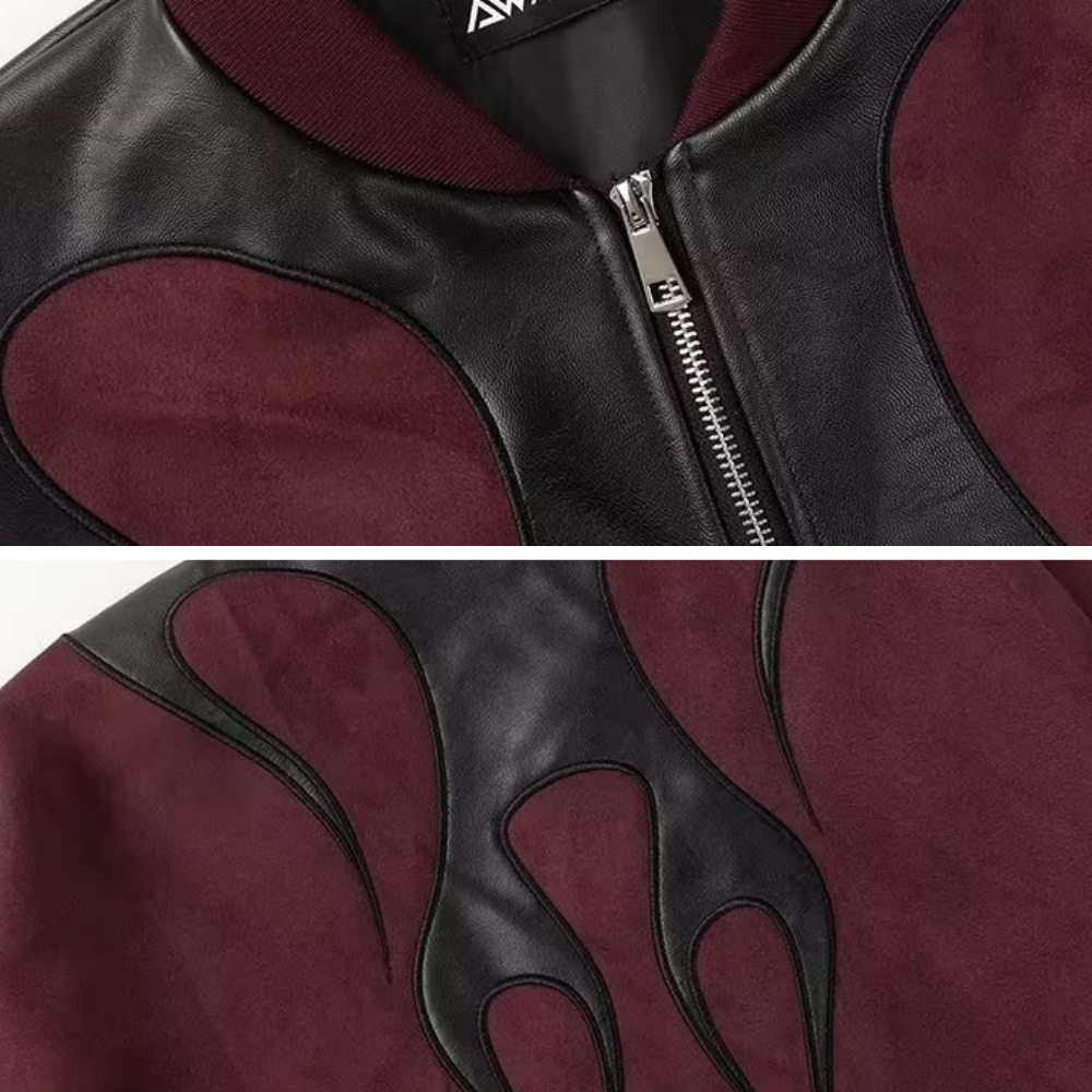 Flame Suede Contrast Leather Jacket