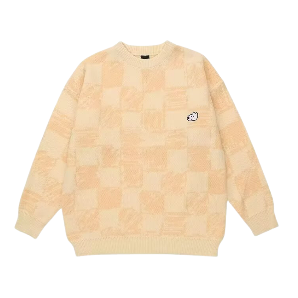 Cute Doodle Checkerboard Sweater