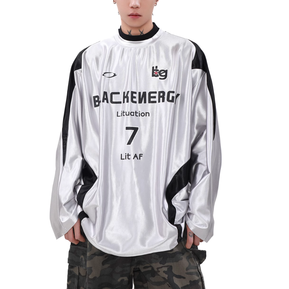 Satin Reflective Raglan Jersey Sweatshirt