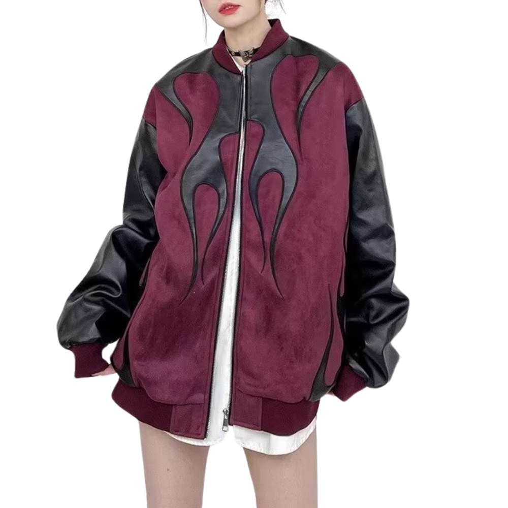 Flame Suede Contrast Leather Jacket