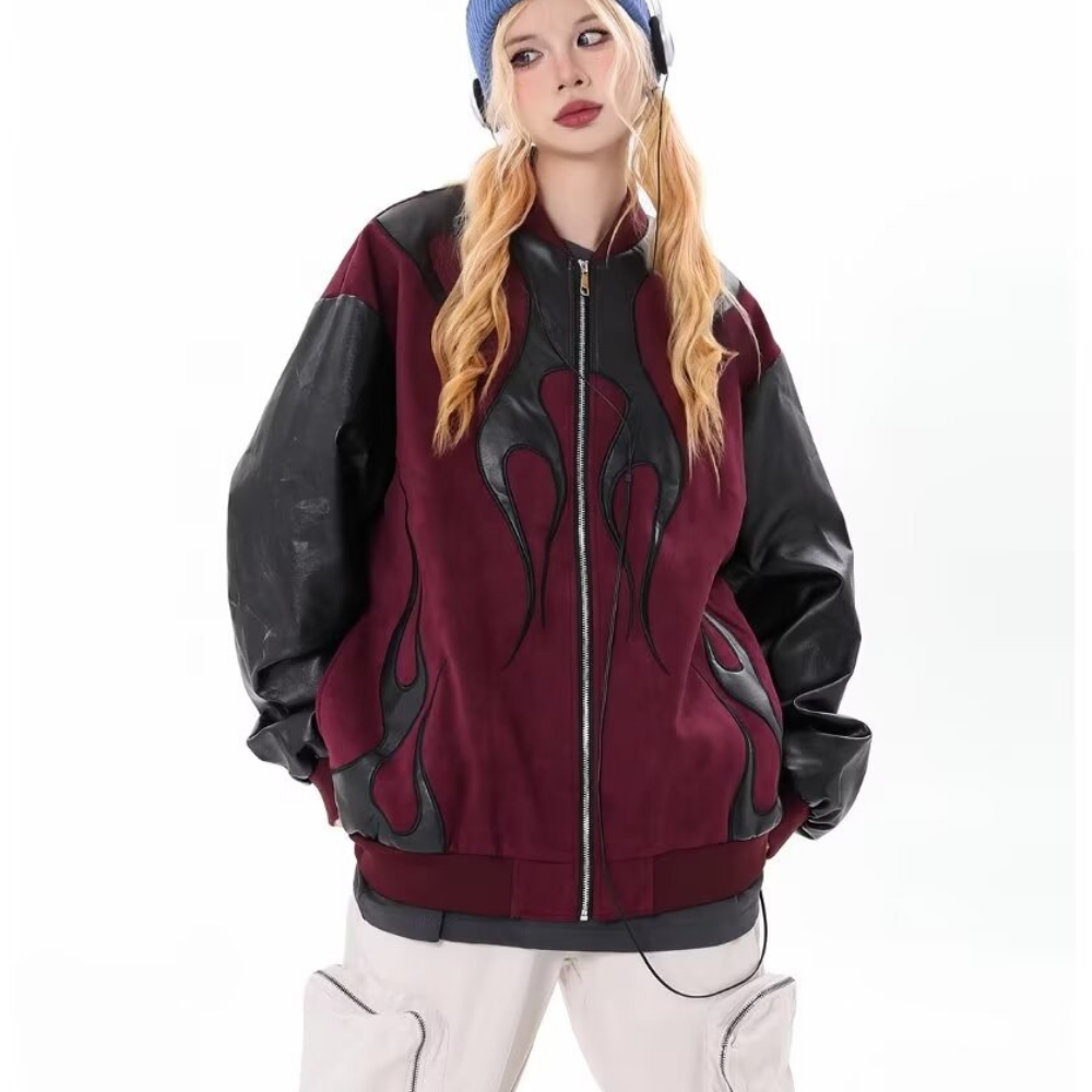 Flame Suede Contrast Leather Jacket