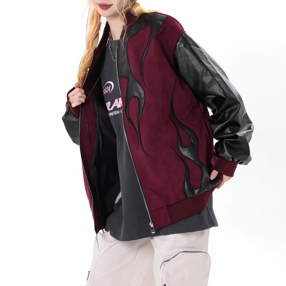 Flame Suede Contrast Leather Jacket