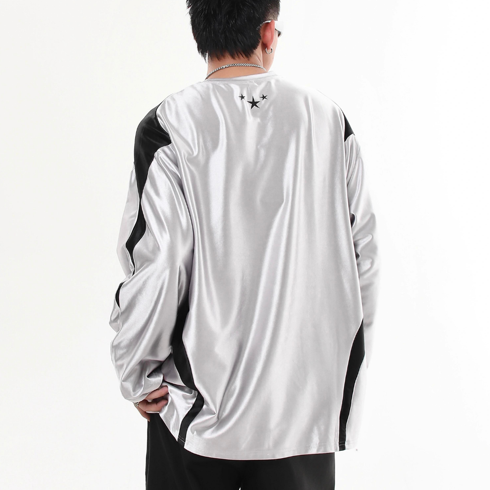 Satin Reflective Raglan Jersey Sweatshirt