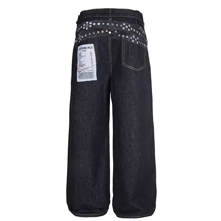 Unseen Echoes Punk Peace Patch Denim Jeans