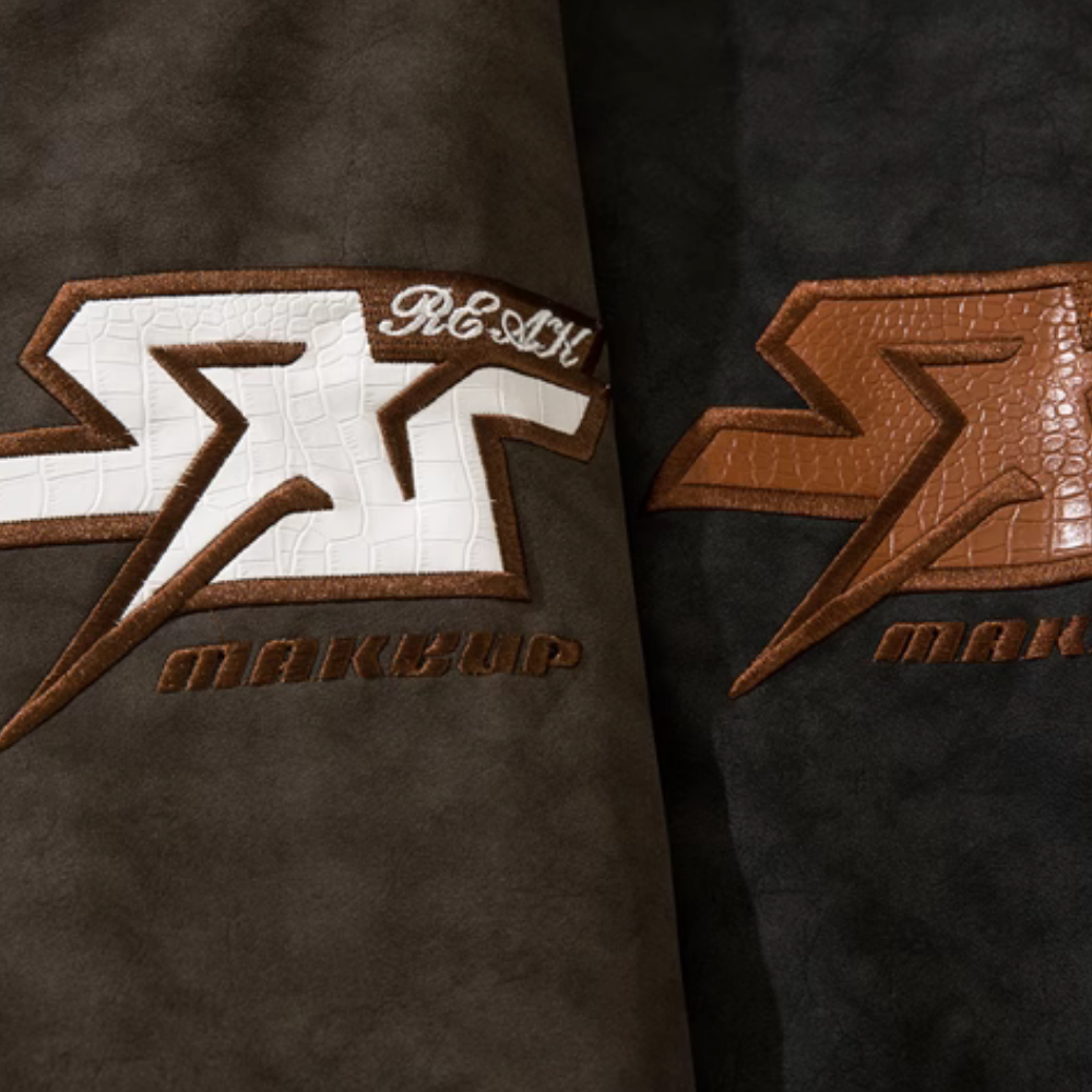 Star Letter Embroidered Suede Jacket