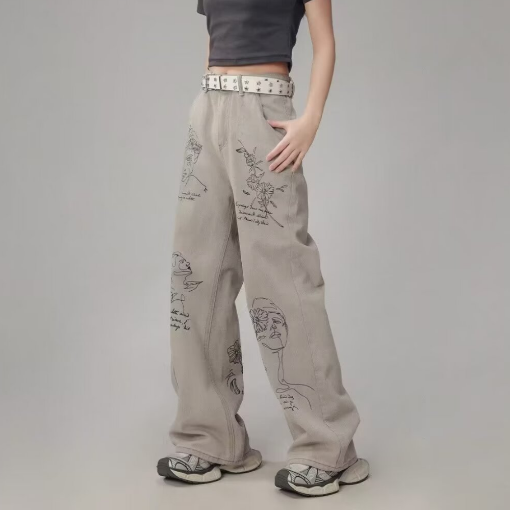 Women's Hand Painted Graffiti Jeans