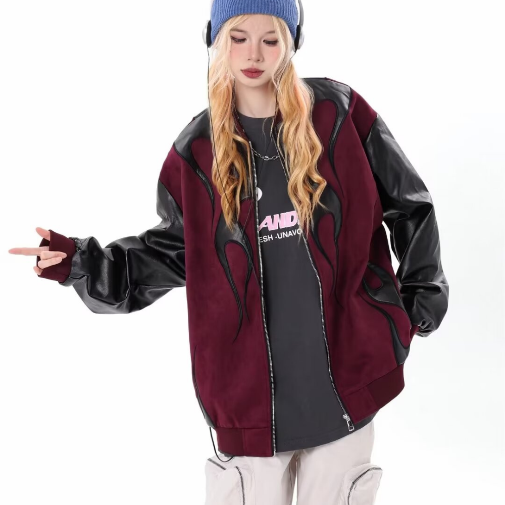 Flame Suede Contrast Leather Jacket