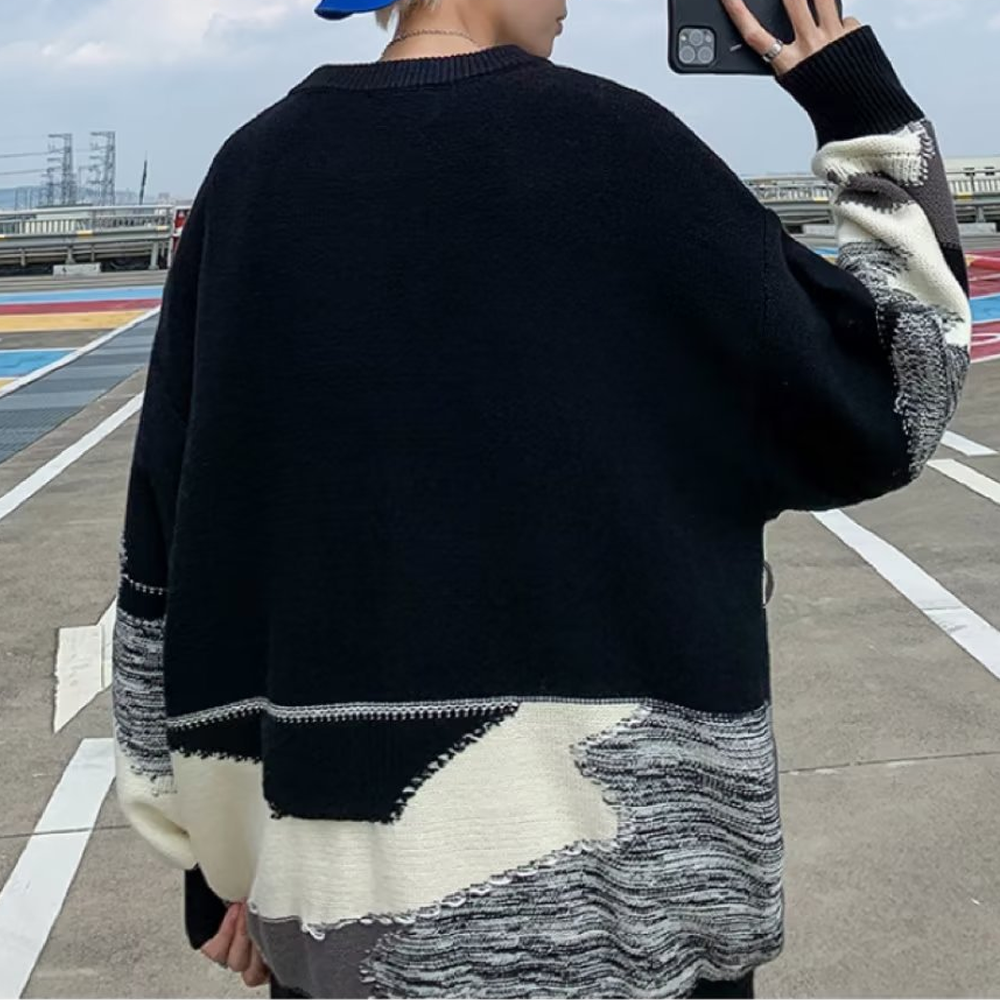 Irregular Contrasting Color Design Sweater