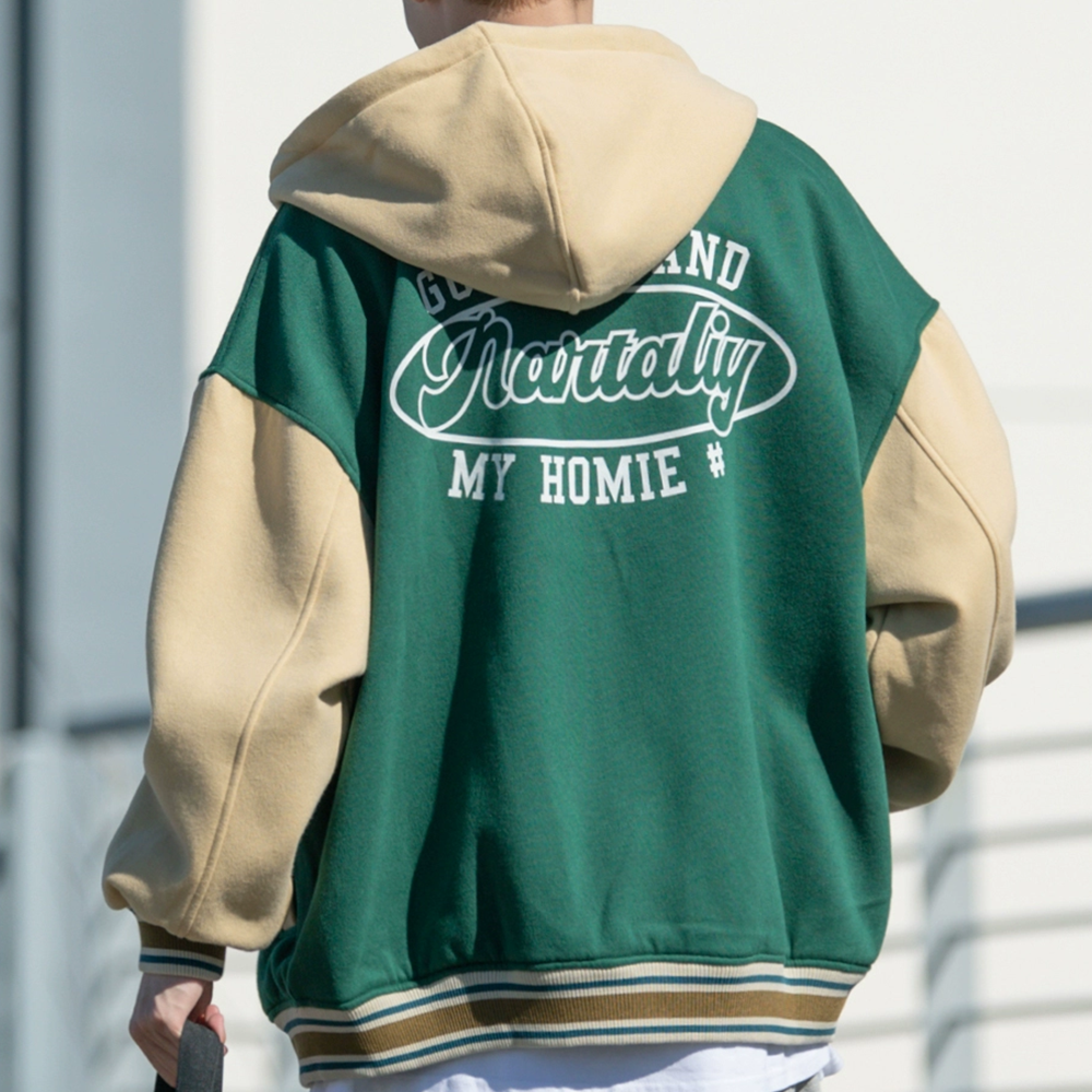 American Style Contrasting Hooded Jacket