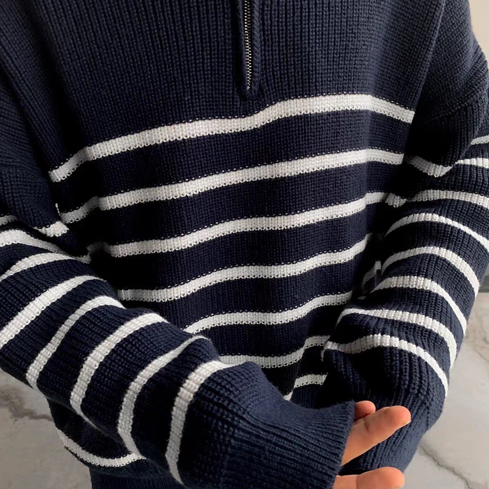 Minimalist Striped Polo Sweater