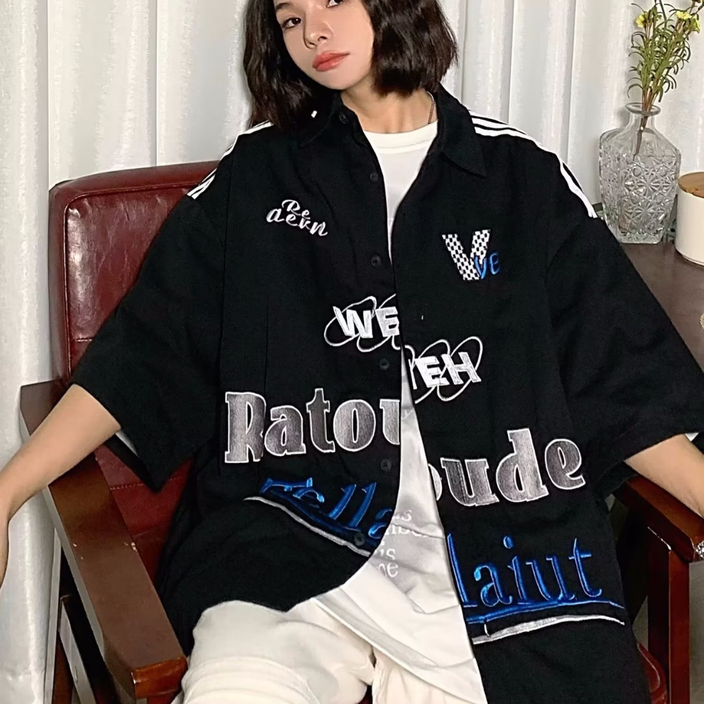 Hip Hop Letter Racing Shirt