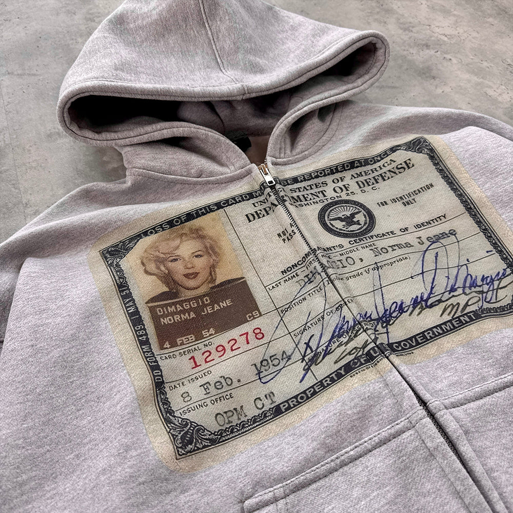 Evokyn Washed Vintage Marilyn ID Zip Hoodie
