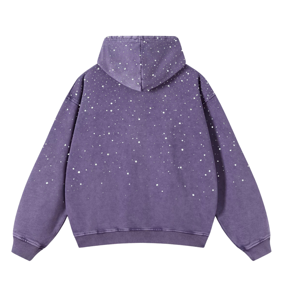 LoopStone Luxury® Rhinestone Hoodie – 400g Cotton Shine Drop