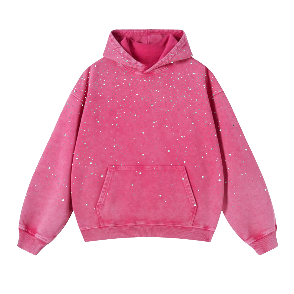LoopStone Luxury® Rhinestone Hoodie – 400g Cotton Shine Drop