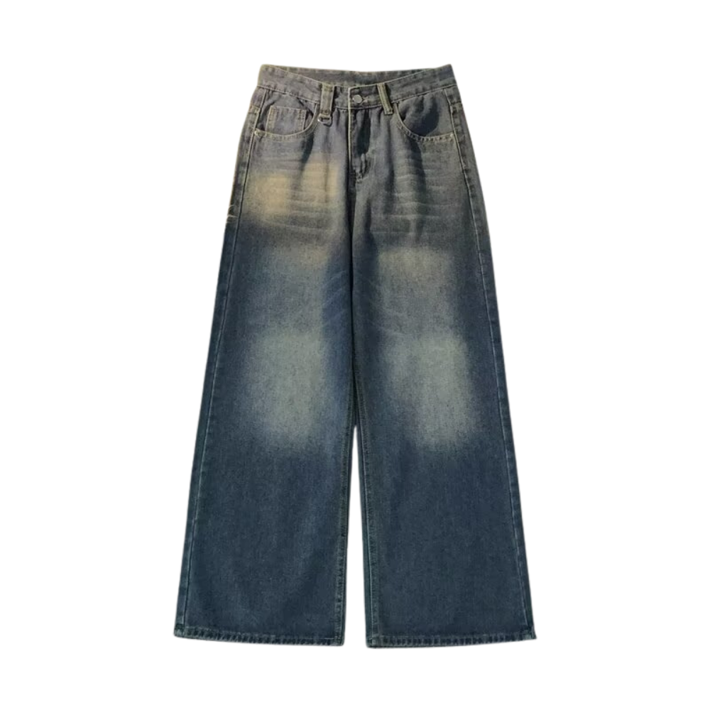 Unseen Echoes Classic Wide-Leg Denim Jeans – Vintage Wash with Modern Comfort Jeans