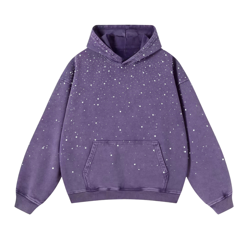 LoopStone Luxury® Rhinestone Hoodie – 400g Cotton Shine Drop