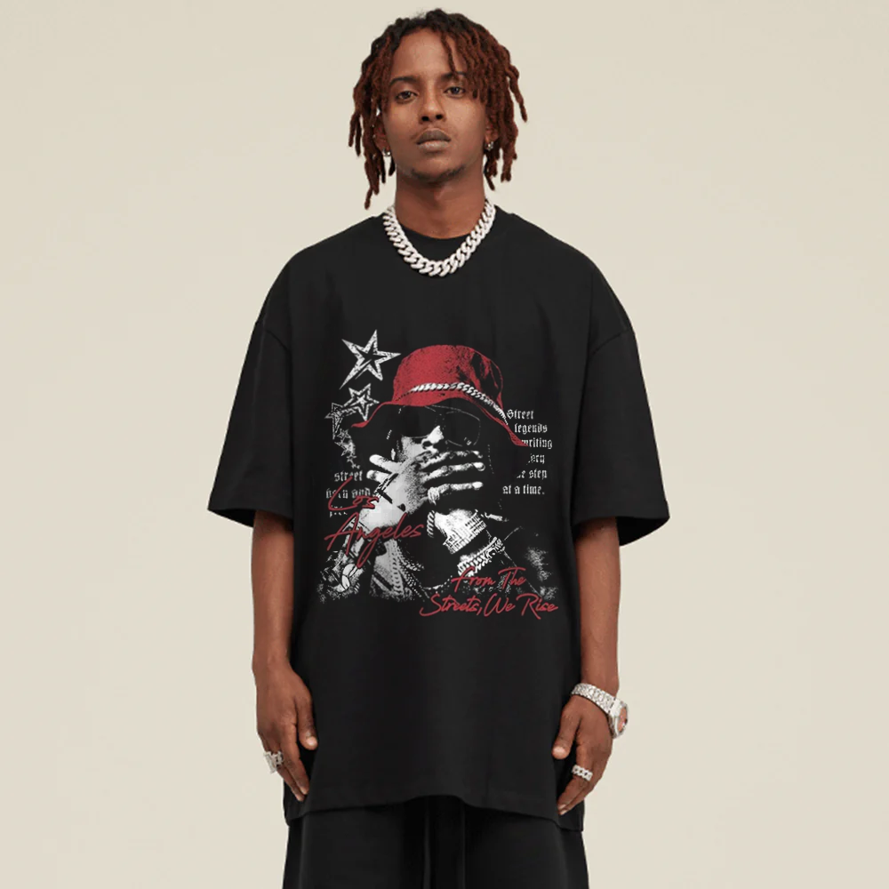 AG American Street Trend Five-Pointed Star T-Shirt