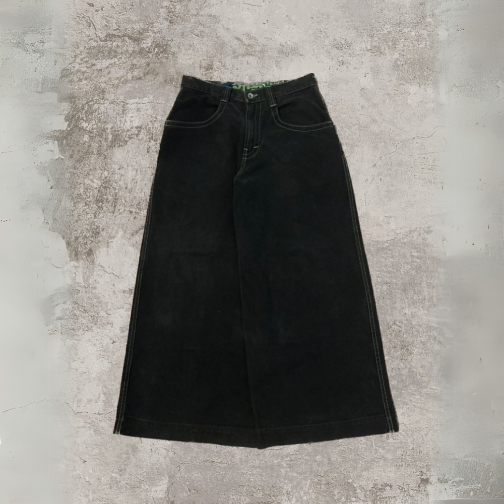 BAGGOUT Vintage 90s Y2K JNCO Jeans Trog BLACK DENIM RARE GRUNGE
