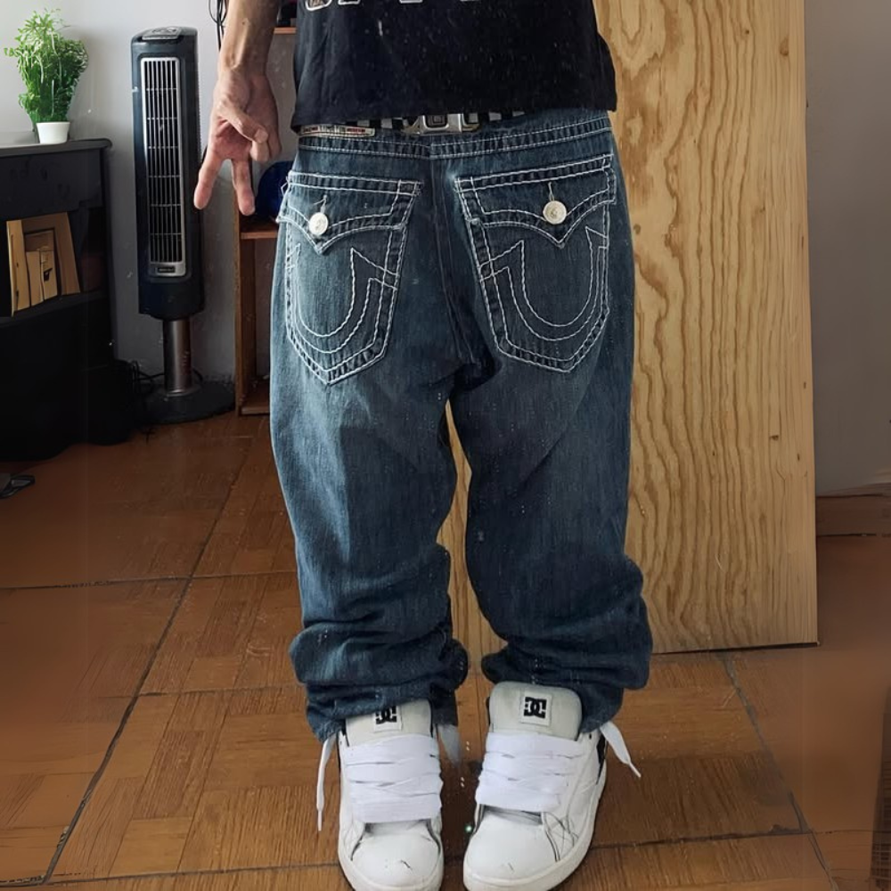 BAGGOUT Thick Stitch Men’s Pocket Flap Rinse Jeans