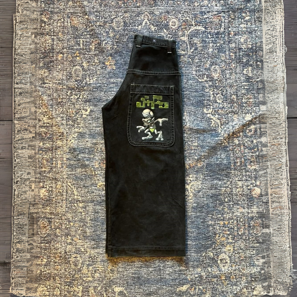 BAGGOUT Vintage 90s Y2K JNCO Jeans Trog BLACK DENIM RARE GRUNGE
