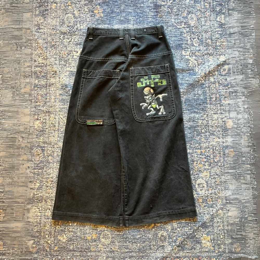 BAGGOUT Vintage 90s Y2K JNCO Jeans Trog BLACK DENIM RARE GRUNGE
