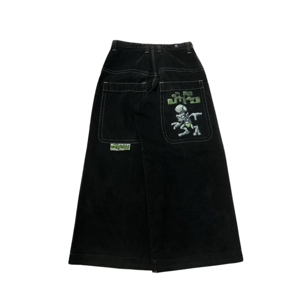 BAGGOUT Vintage 90s Y2K JNCO Jeans Trog BLACK DENIM RARE GRUNGE