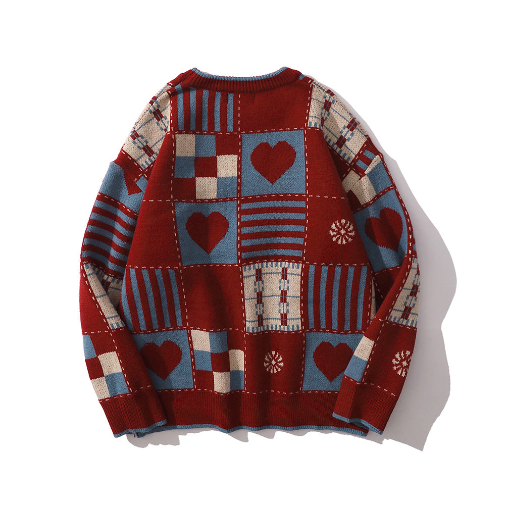 Vintage Graphic Patchwork Loose Sweater