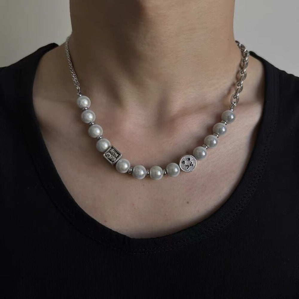 Urban Reflective Pearl Smile Necklace
