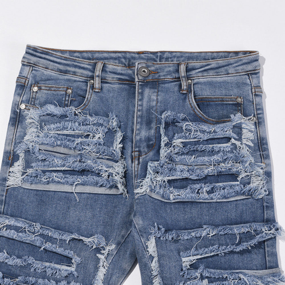 Street High Irregular Cut Solid Color Jeans