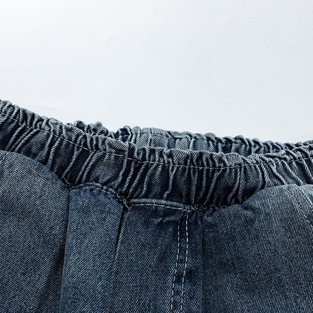 Urban Solid Color Letter Denim Shorts