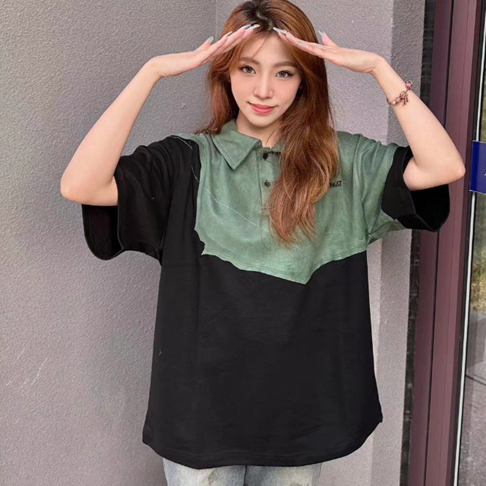 Retro Suede Color Block T-Shirt