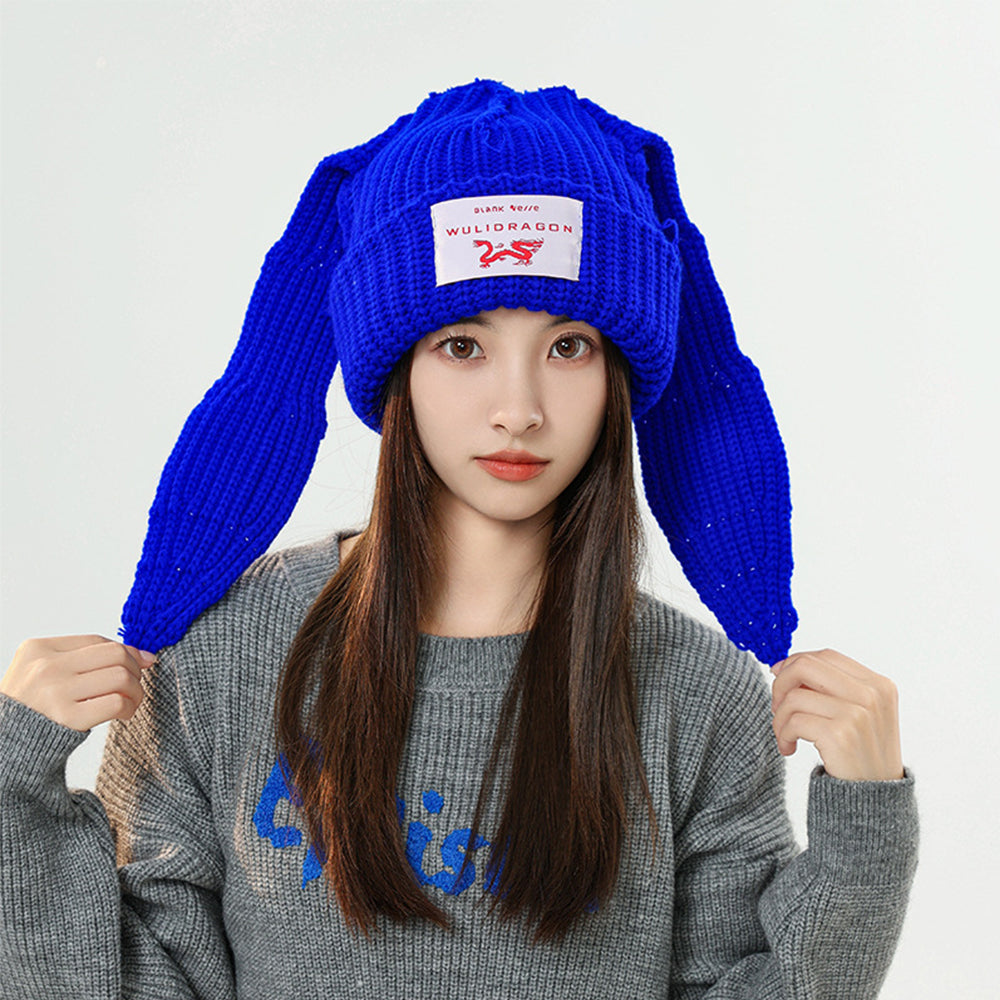 Street Solid Color Rabbit Knitted Hat