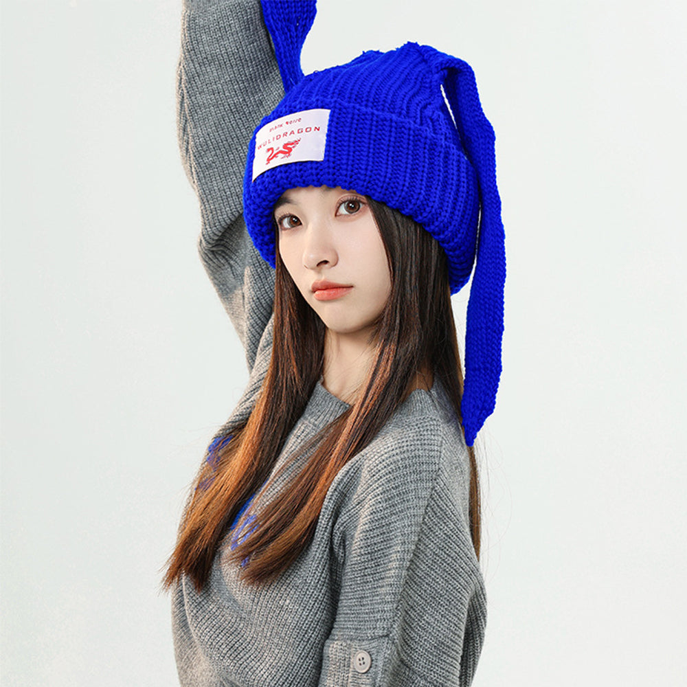 Street Solid Color Rabbit Knitted Hat
