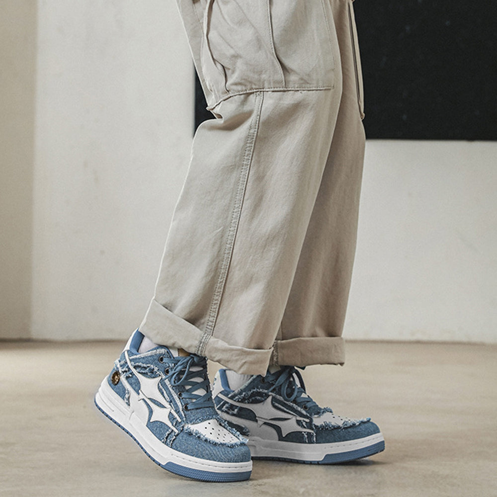Cyber Envoy | Sports Four pointed Star Denim Canvas Sneakers