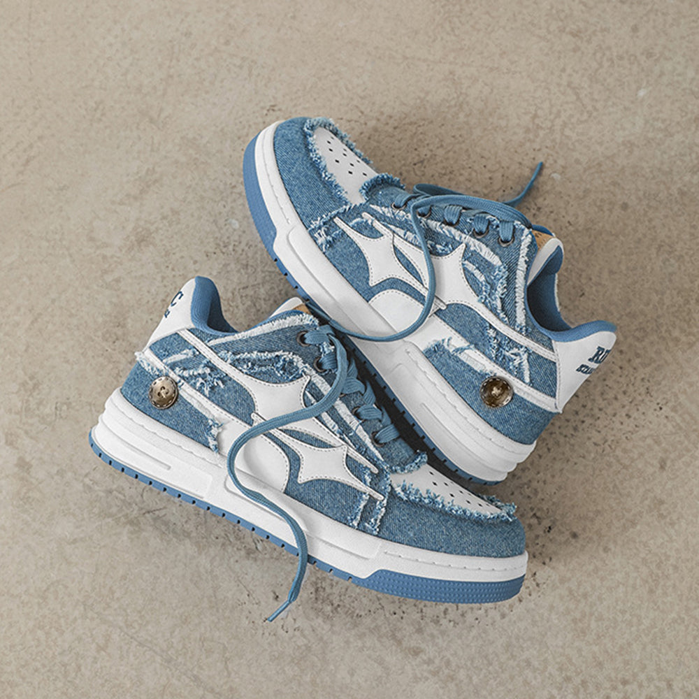 Cyber Envoy | Sports Four pointed Star Denim Canvas Sneakers