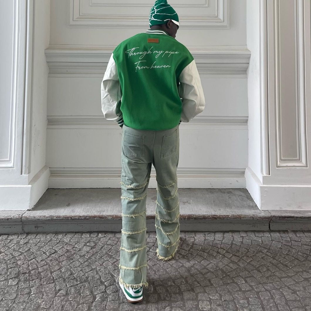 Vintage Raw Edge Washed Straight Jeans