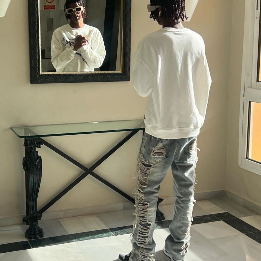 Urban Street Distressed Straight Leg Jeans