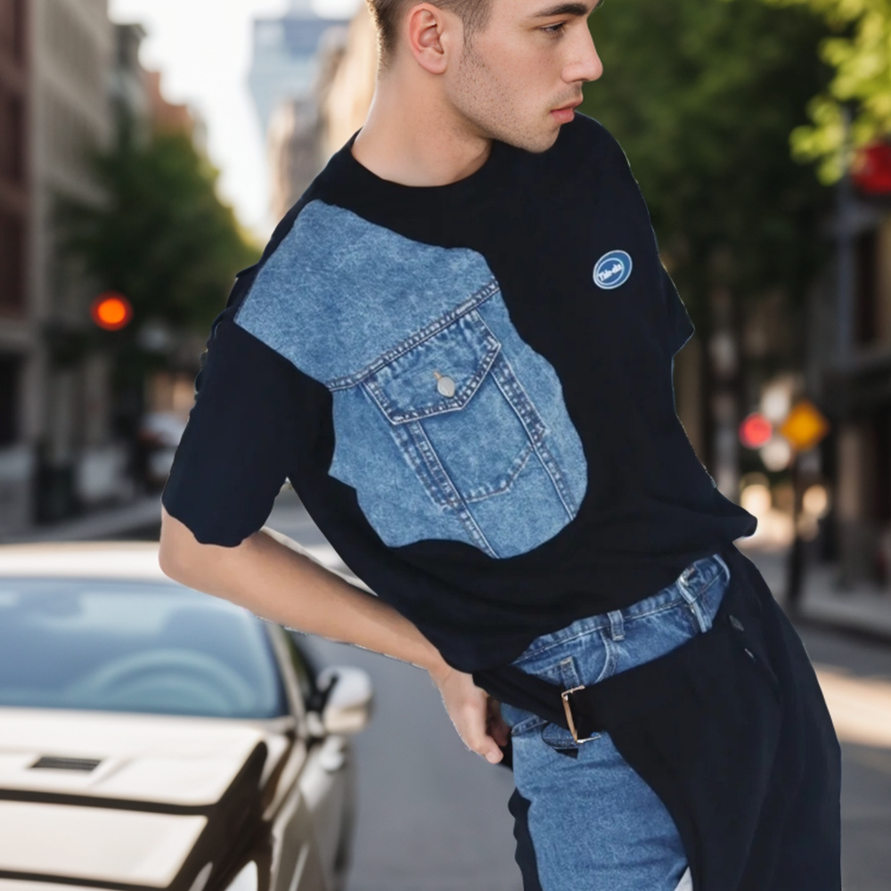 Japanese Denim Spliced T-shirt