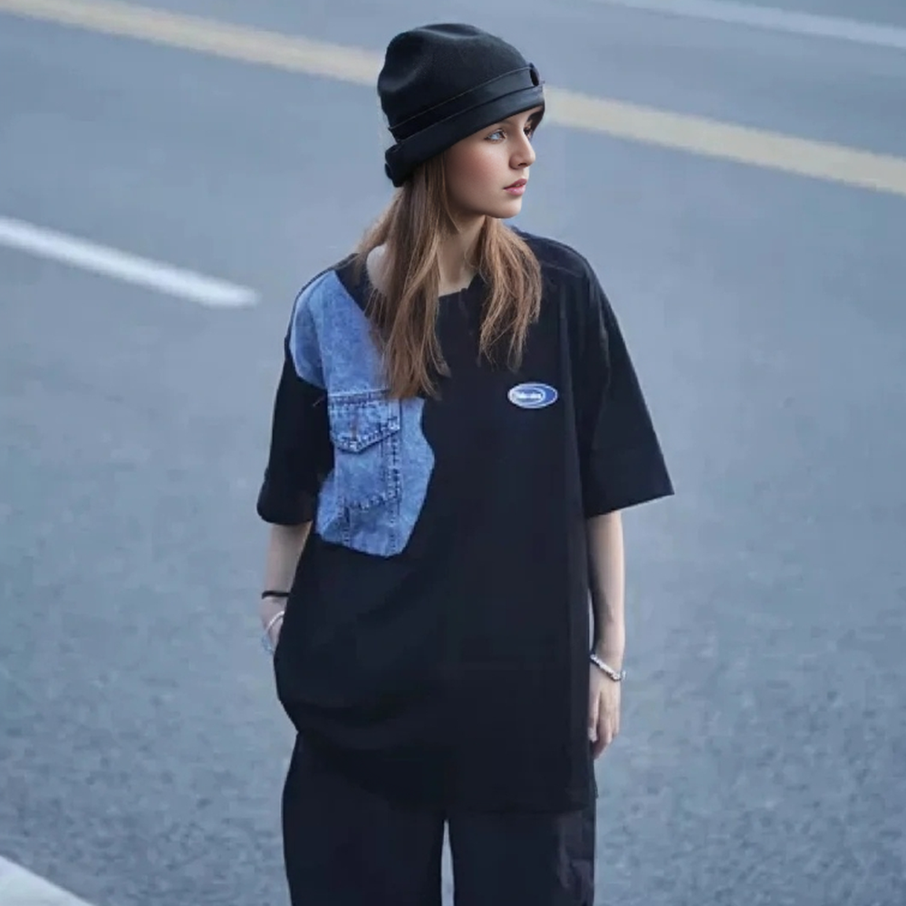 Japanese Denim Spliced T-shirt