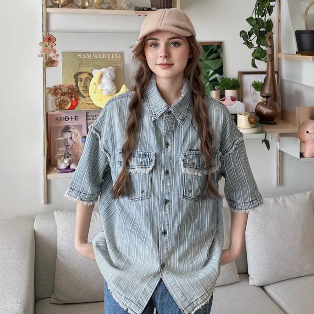 Japanese Denim Striped Shirt