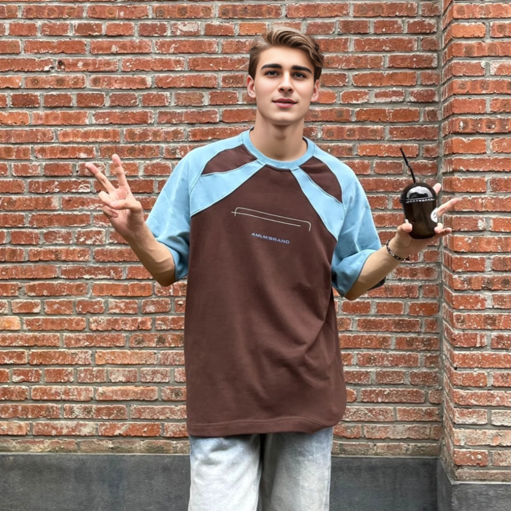 American Thin A Letter Printed Raglan T-shirt