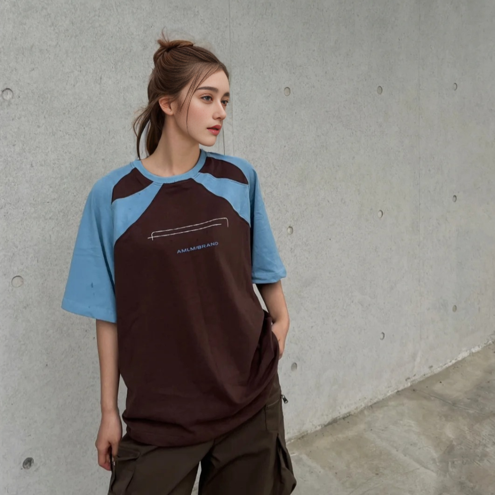 American Thin A Letter Printed Raglan T-shirt