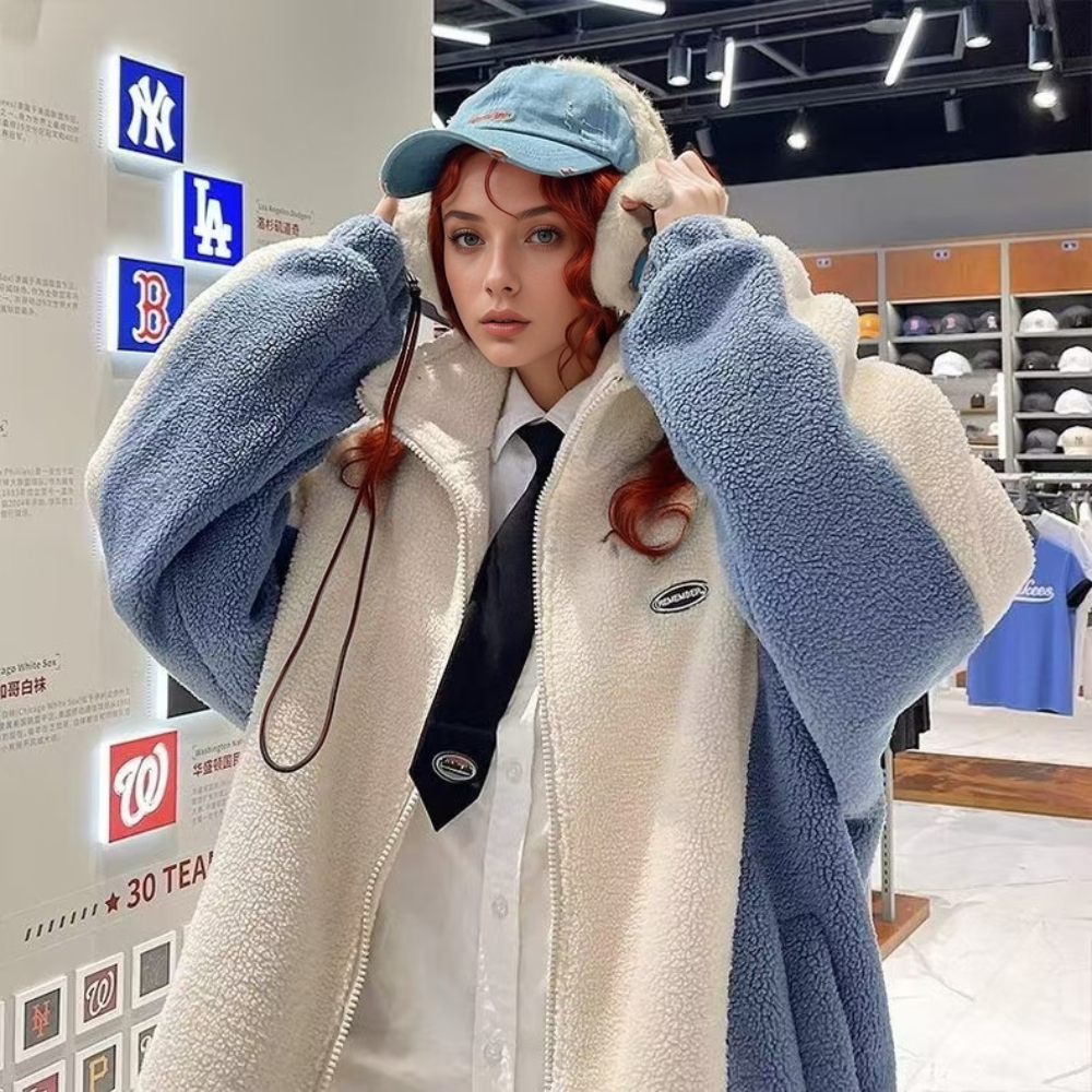 OOC' Vintage Color Blocking Sherpa Coat