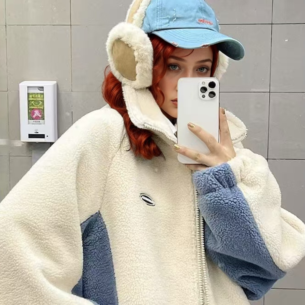 OOC' Vintage Color Blocking Sherpa Coat