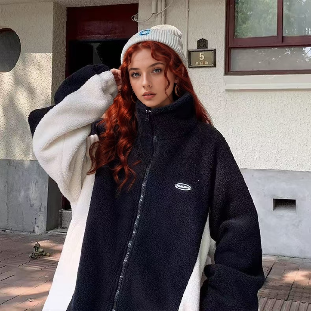 OOC' Vintage Color Blocking Sherpa Coat