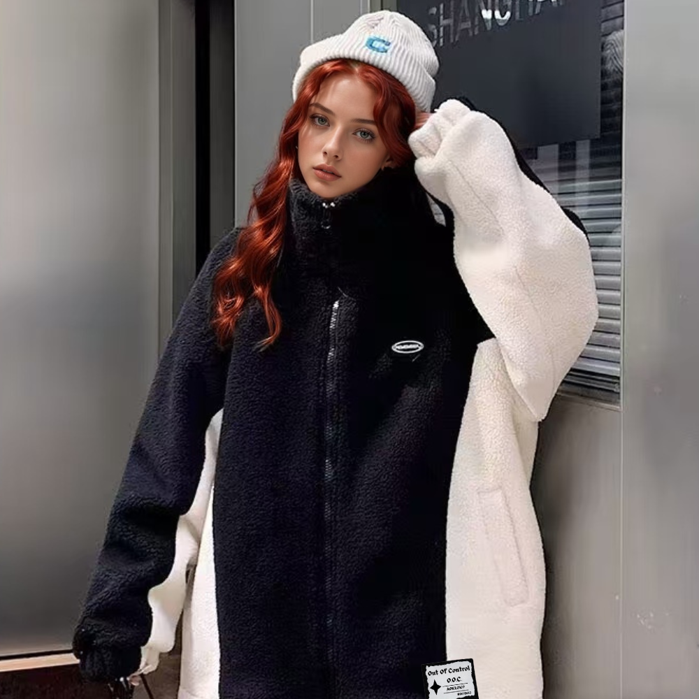 OOC' Vintage Color Blocking Sherpa Coat