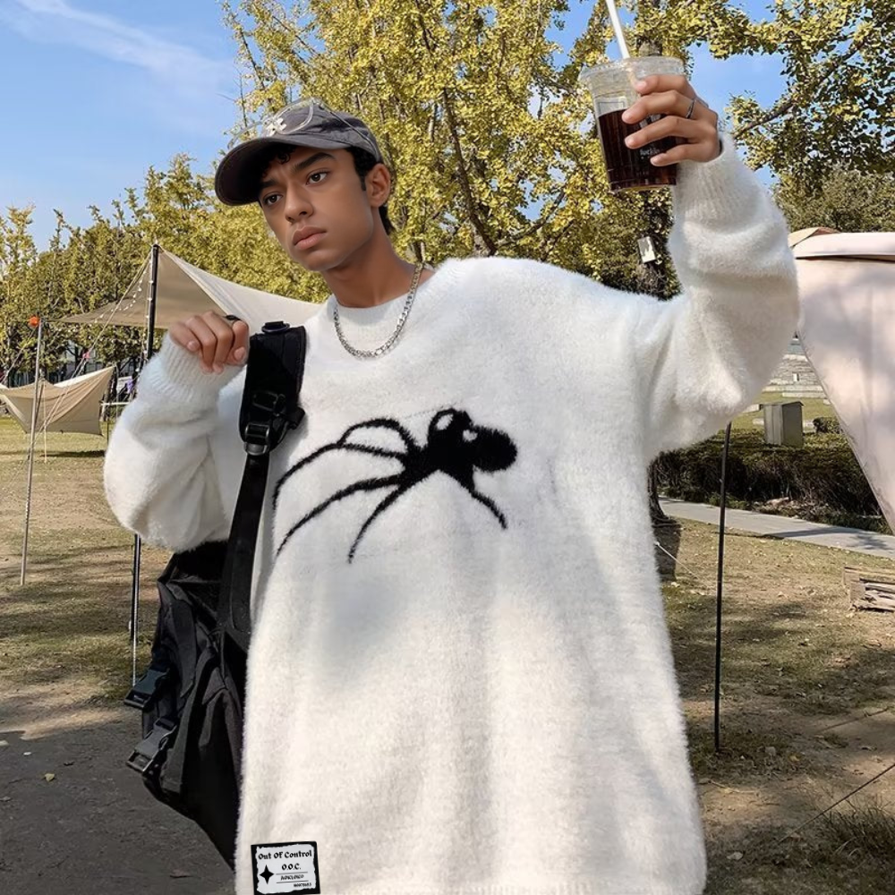 OOC' Casual Spider Pattern Sweater