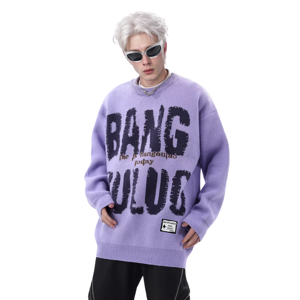 OOC' Lettering Print Loose Sweater