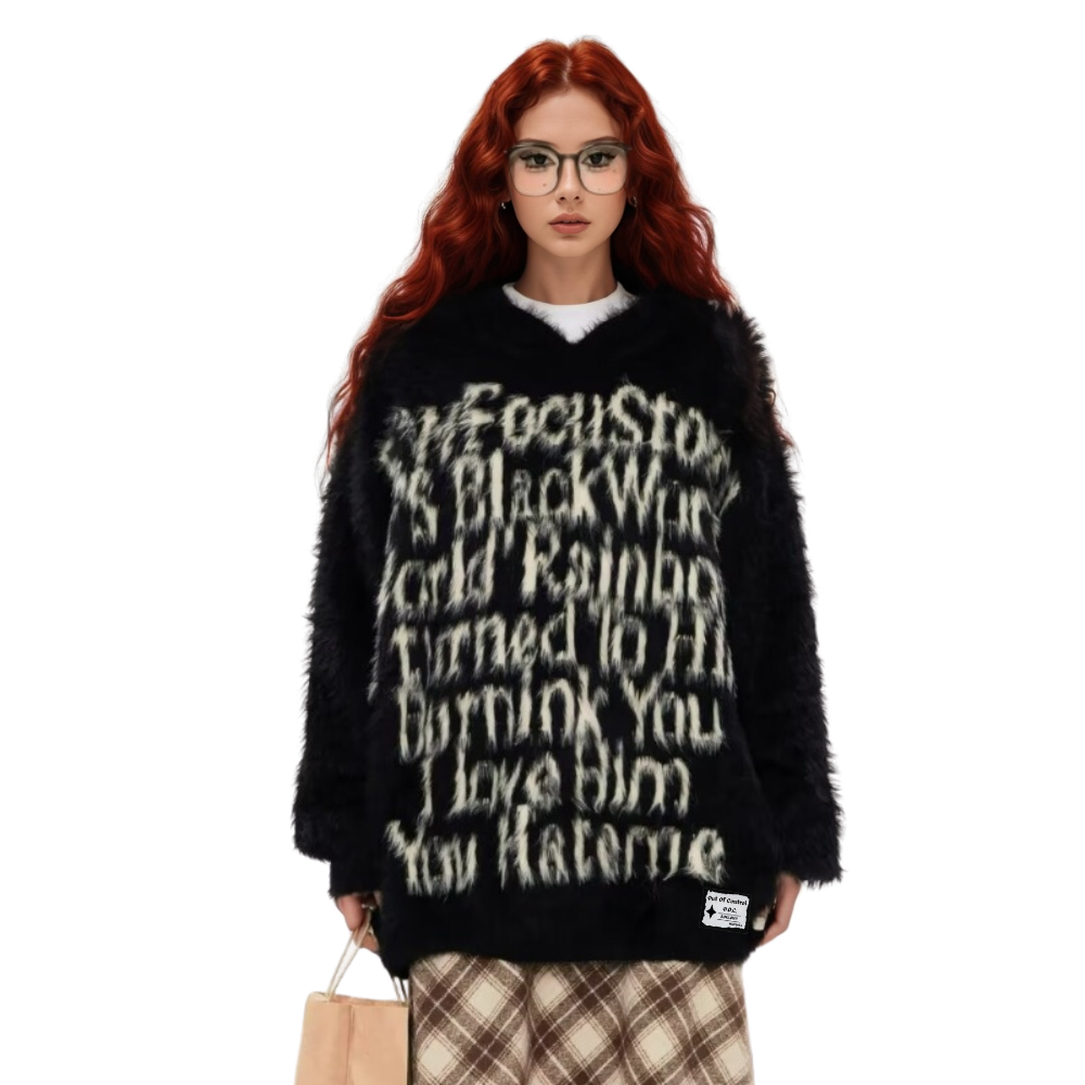 OOC' Vintage Jacquard Knit Hooded Sweater