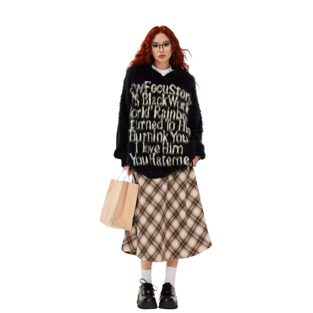 OOC' Vintage Jacquard Knit Hooded Sweater